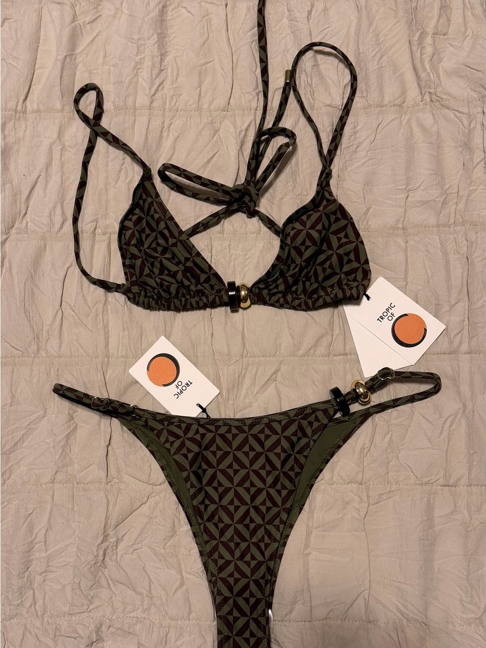 Green Geometric Triangle Bikini